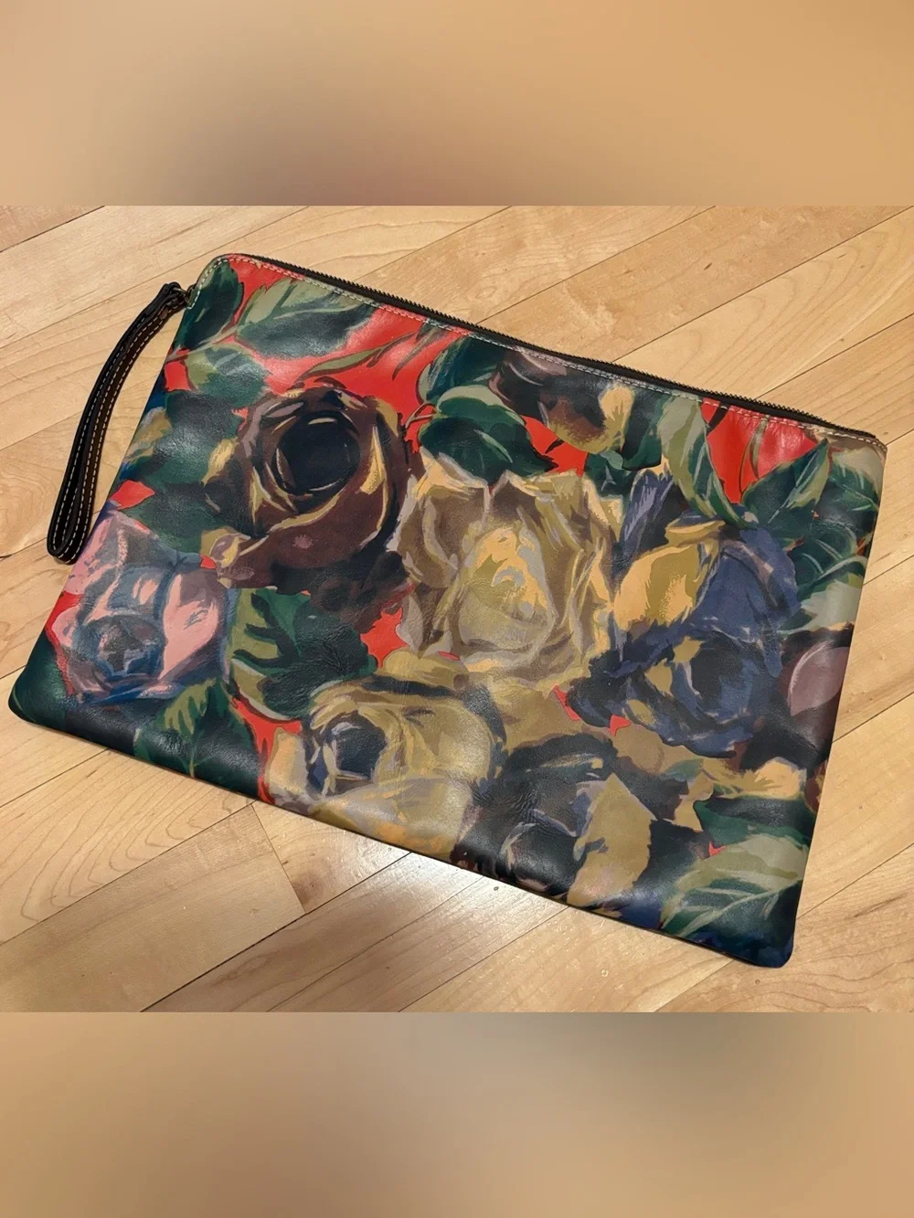 Patricia Nash Braga Leather Large Laptop Bag Clutch Winter Bloom 15” x 10.5”